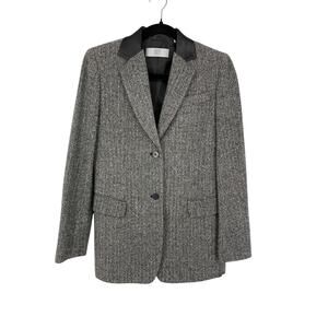 Vintage City DKNY Two Button Blazer Jacket Womens Sz 2 Gray Herringbone Wool NEW